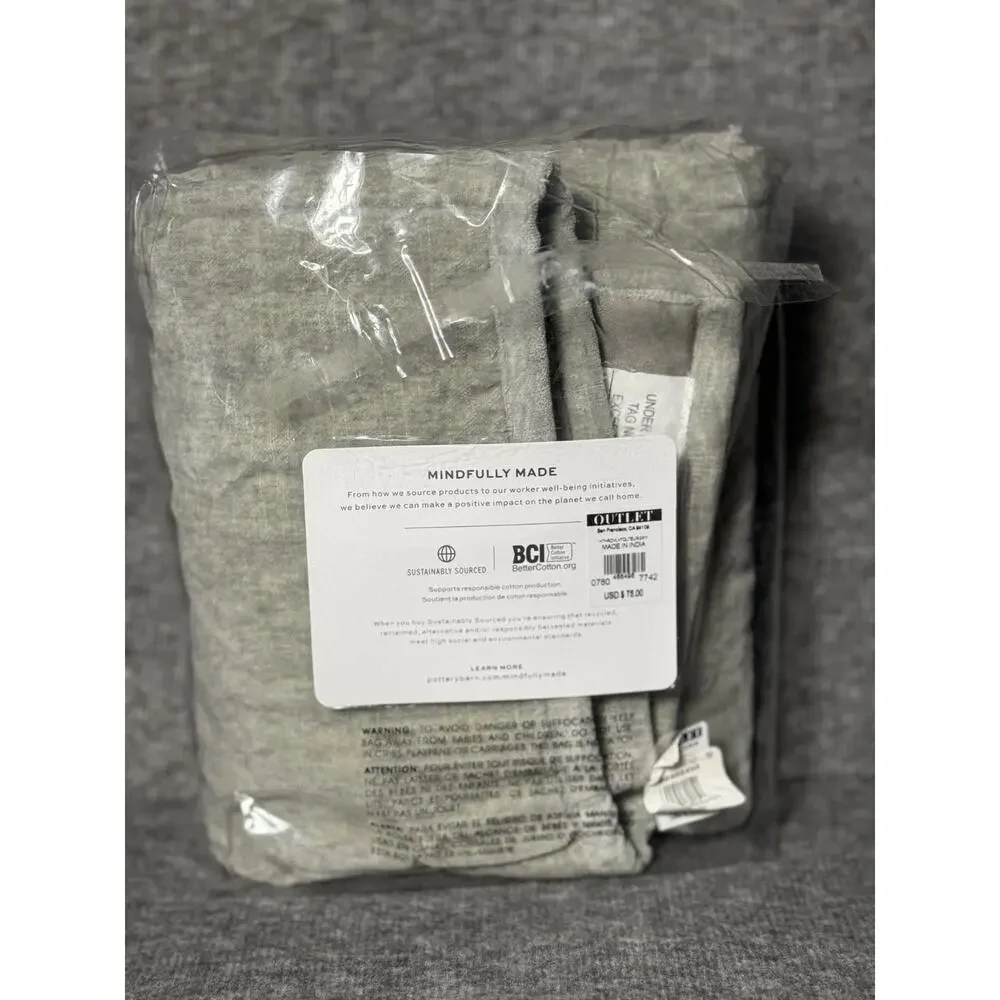Pottery Barn Hudson Heathered Velvet Sham Standard - Heathered Gray - 26x20